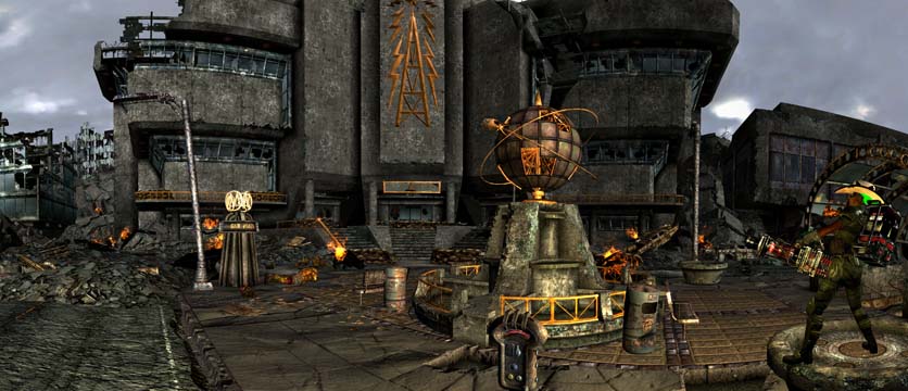 Fallout 3 Panorama Galaxy News Radio plaza (messed up panorama)